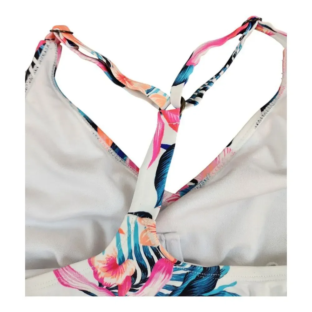 Island Escape Tankini top womens swimsuit top sz‎ 10 floral print underwire